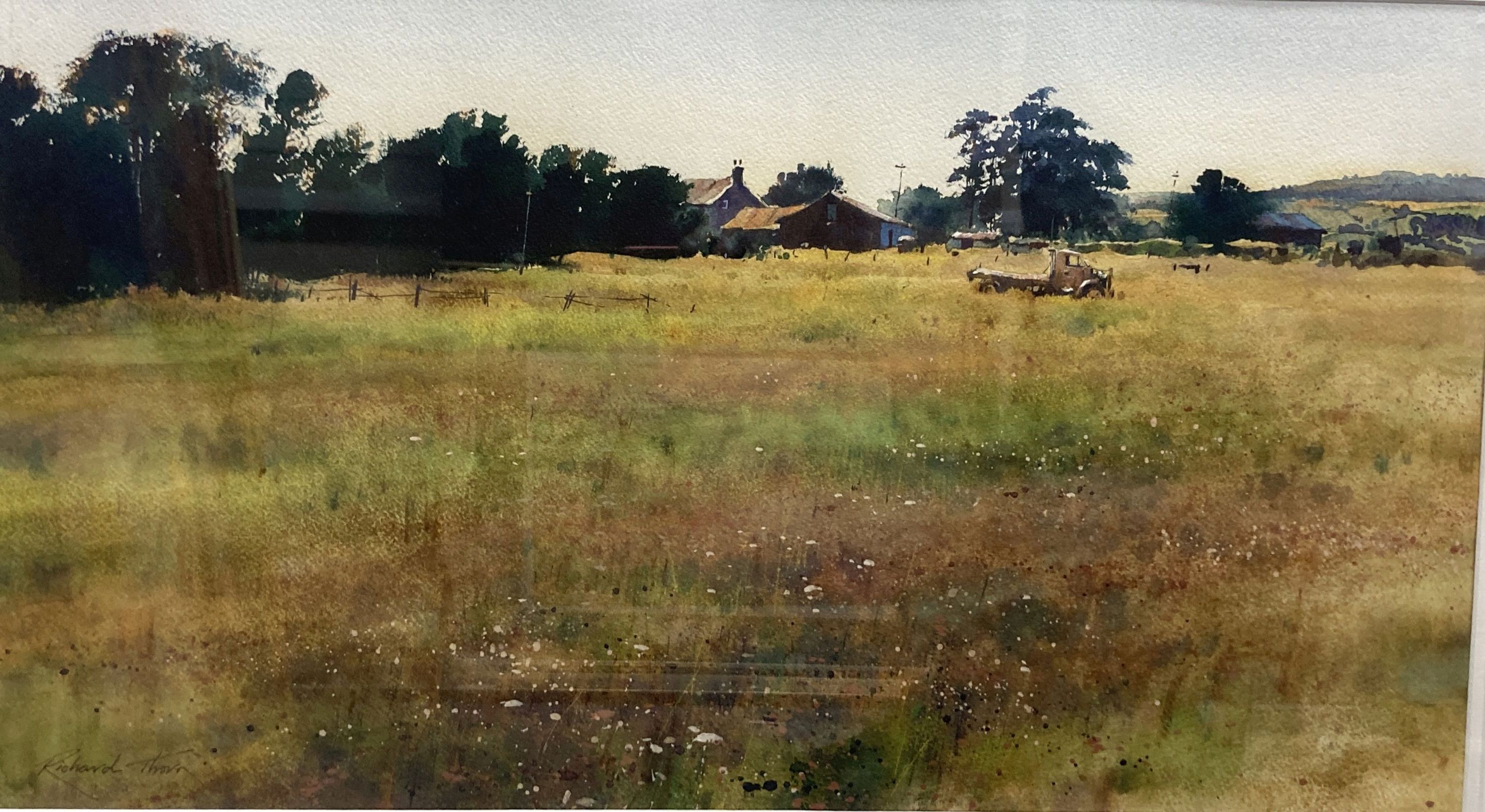 Richard Thorn (b.1952), watercolour, Out to Grass, Bourne Gallery label verso, 35 x 63cm